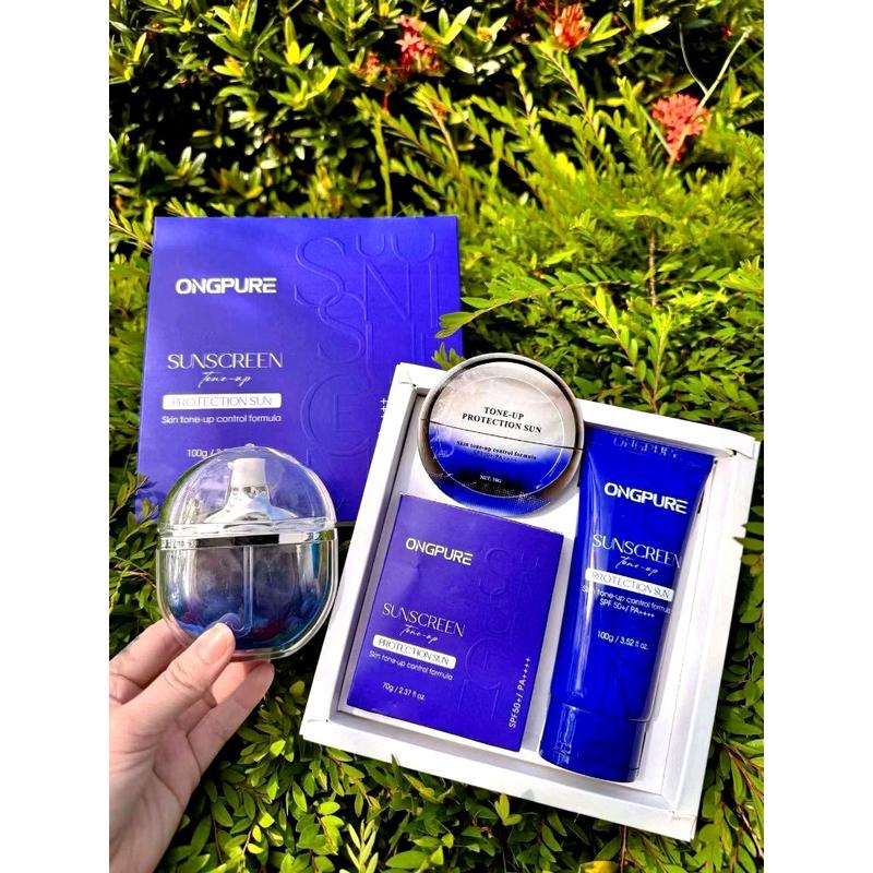 [CHÍNH HÃNG] Set Kem Chống Nắng Mới-Con Lai Cao Cấp OngPure Múi Xù Gorgeous Chống Nắng nâng cấp gấp 4 lần, Chất kem màu hồng dùng thay lớp makeup tự nhiên, xinh xắn (180g)