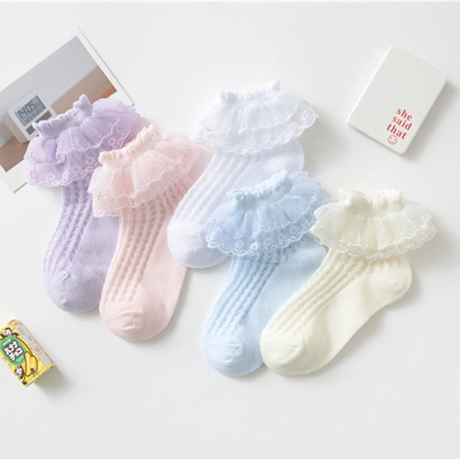 Toddler Baby Girls Frilly Socks, Fashion Soft Lace Ruffle Socks Kids Cute Summer Mesh Socks