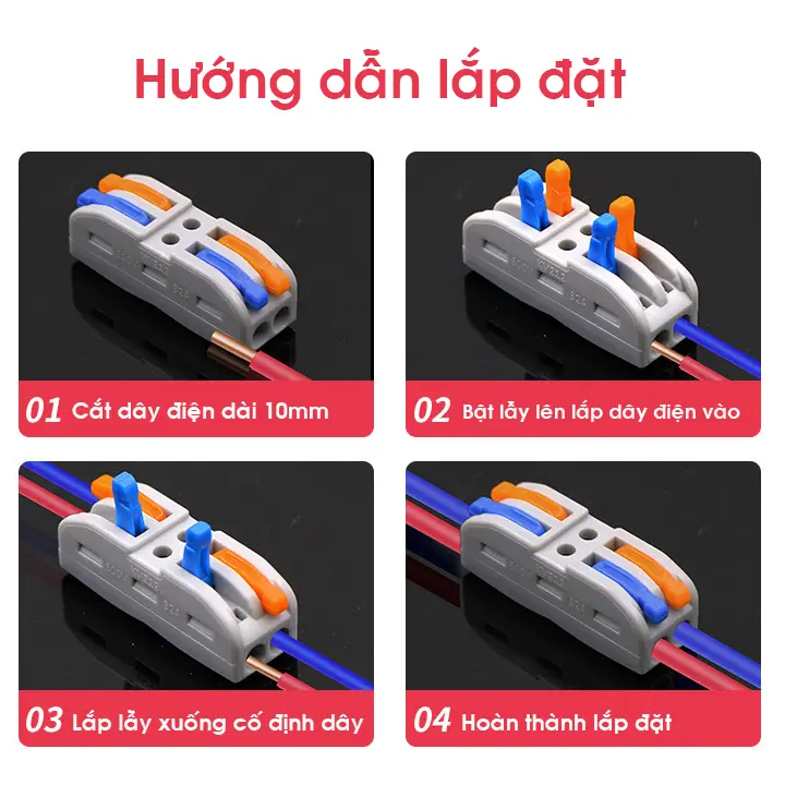 Cút nối dây điện đôi 2P 2 cổng vào 2 cổng ra PCT-222 4