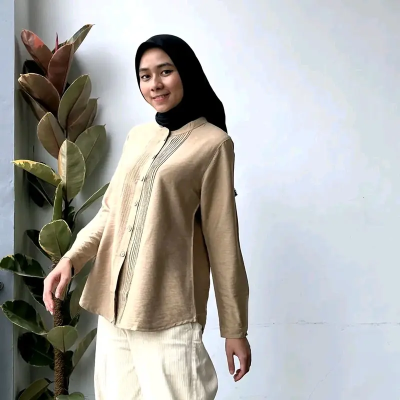 KEMEJA ATASAN WANITA OVNESEL TERBARU  LINEN IMPORT 2
