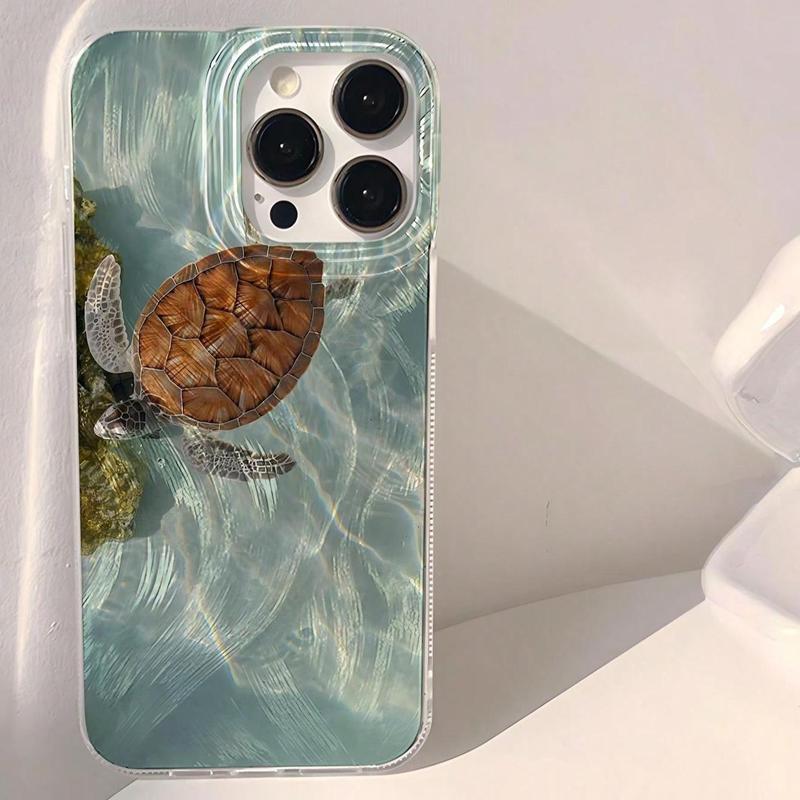 Cute Turtle Pattern Phone Case, Waterproof & Anti-fingerprint Phone Protective Cover, Phone Accessories Compatible with iPhone 11 12 13 14 15 16 Pro Max 3