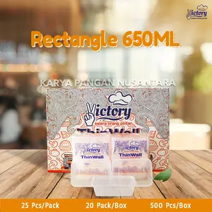 THINWALL VICTORY RECTANGLE 650 ML KOTAK MAKAN PLASTIK THIN WALL PACK 25
