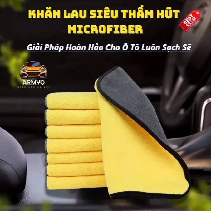 Khăn Lau Sợi Microfiber Siêu Thấm Hút - Hàng Nhập Khẩu Cao Cấp - Phụ Kiện Lau Xe 0