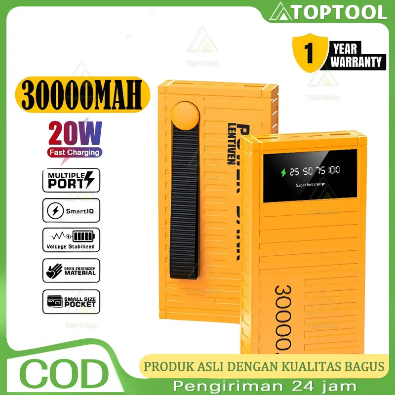 Powerbank 30000 mAh Mini with Fast Charging BH73/PowerBank 30000 mAh Fast Charging Dual Output Dual Input Portable Charger LED Display 0