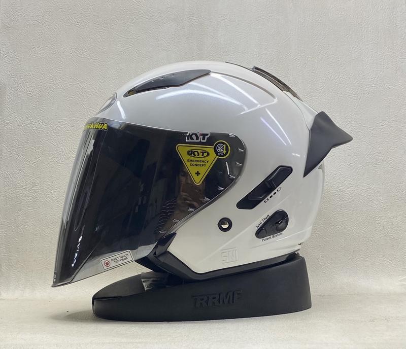 Product Introduction of KYT Galaxy Flat R Solid White I Flat Visor Iridium I Spoiler - Helm Half Face Motorcycle 1