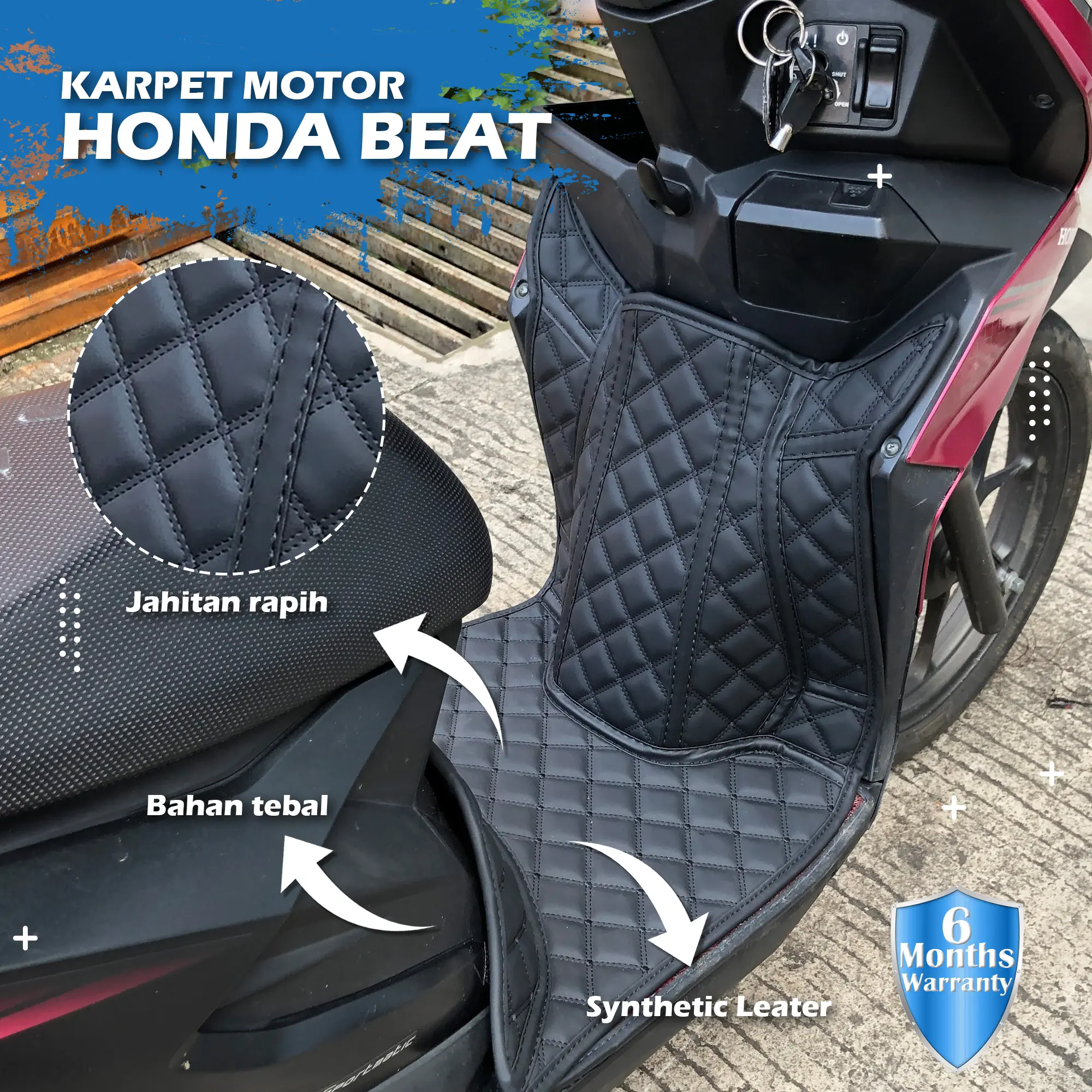 Karpet Motor Honda Beat Tahun 2012-2023 Synthetic Leather