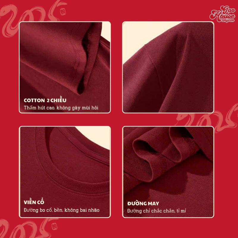 2025 Bộ sưu tập TET Áo thun ngắn tay GAO HOUSE Cotton ngoại cỡ Form-GHAT020 7