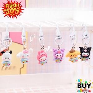 จี้พวงกุญแจการ์ตูน ดีไซน์น่ารัก สำหรับผู้หญิงและเด็กผู้หญิง เหมาะสำหรับกระเป๋าเป้สะพายหลังและกล่องดินสอ ของขวัญเครื่องประดับ มีสีม่วง สีชมพู และสีดำ กุญแจ