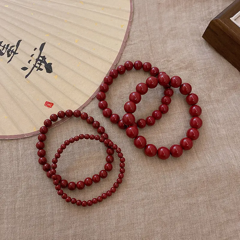 Ladies' bracelet, Chinese cinnabar bead lucky bracelet, daily wear, simple to improve temperament bracelets  men