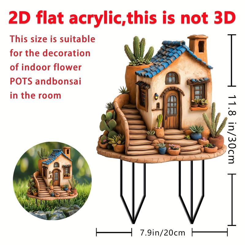 Product Introduction of Cactus House Design Garden Decor, Acrylic Garden Hanging Decor, Outdoor Hanging Decor for Yard Art Sign, Landscape Enhancement, Scene Decoration 1