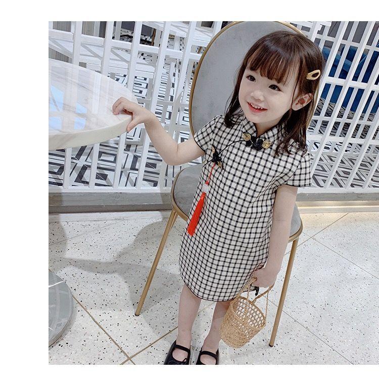 Product Introduction of Children's Clothing Girls' Summer New Children's Slim Fit Cheongsam and Dress Little Girl Princess Dress Chinese Style Retro Dress 9