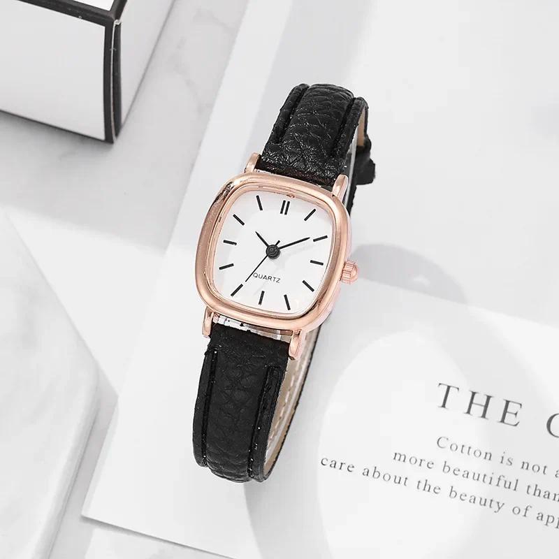 Product Introduction of Minimalist Women's Quartz Watch Vintage Fashion Solid Color Artificial Leather Thin Belt Watch 6