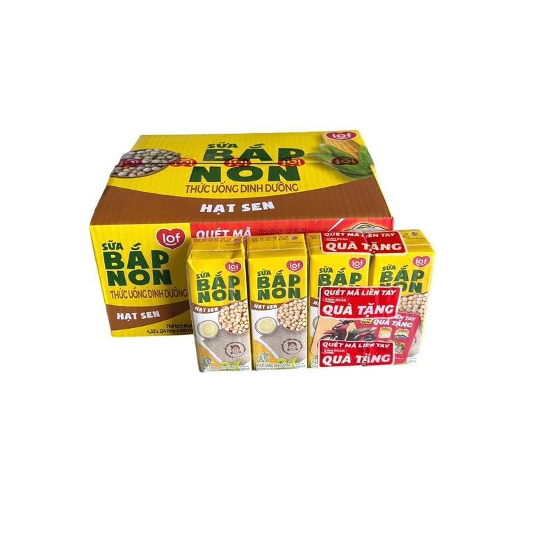 - Sữa Bắp Non Hạt Sen dinh dưỡng LOF Ít Đường- loại 180ml - Sữa Tươi Ba  Vì - Sữa IDP Thùng 6 vỉ ( 24 hộp ) Chua Kun ít đường bịch Food   ít   hat dinh duong sữahạt milk cocoa suayen mach vui suahat ngucoc nhiên sữa  hạt lít