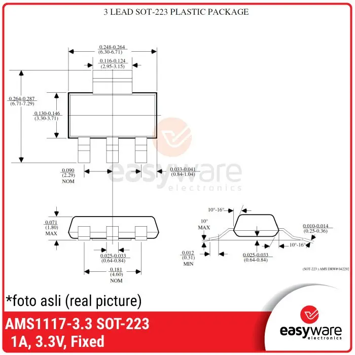 10pcs AMS1117-3.3V AMS1117 SOT-223 IC Voltage regulator 1
