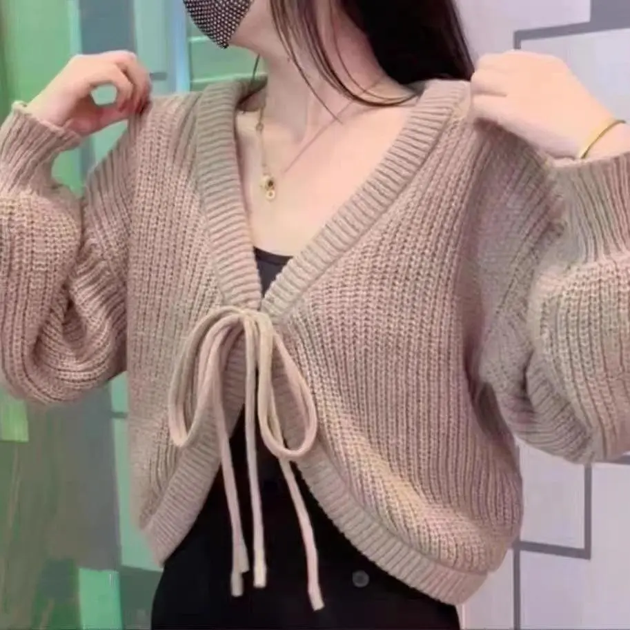 Áo Khoác Dệt Kim Cardigan Buộc Dây Thiết Kế Thời Trang Mới, Dành Cho Nữ, Dáng Rộng Rãi Và Dễ Phối Đồ, Áo Len Nhẹ Nhàng, Làm Bằng Tencel, Mùa Xuân 2024 Hàng Mới Về