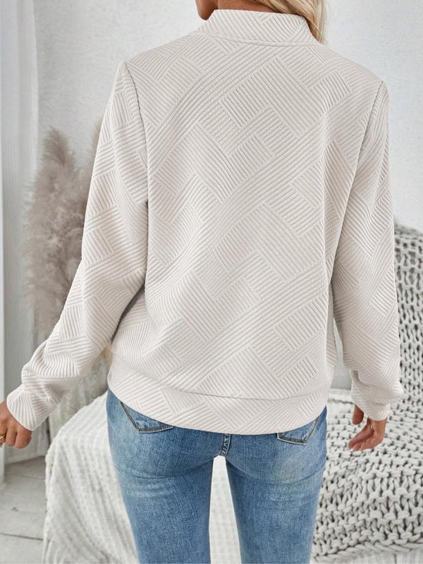 Women's Solid Color Zip Up Jacket, Elegant Casual Long Sleeve Outerwear for Daily Wear, Ladies Clothes for All Seasons 1