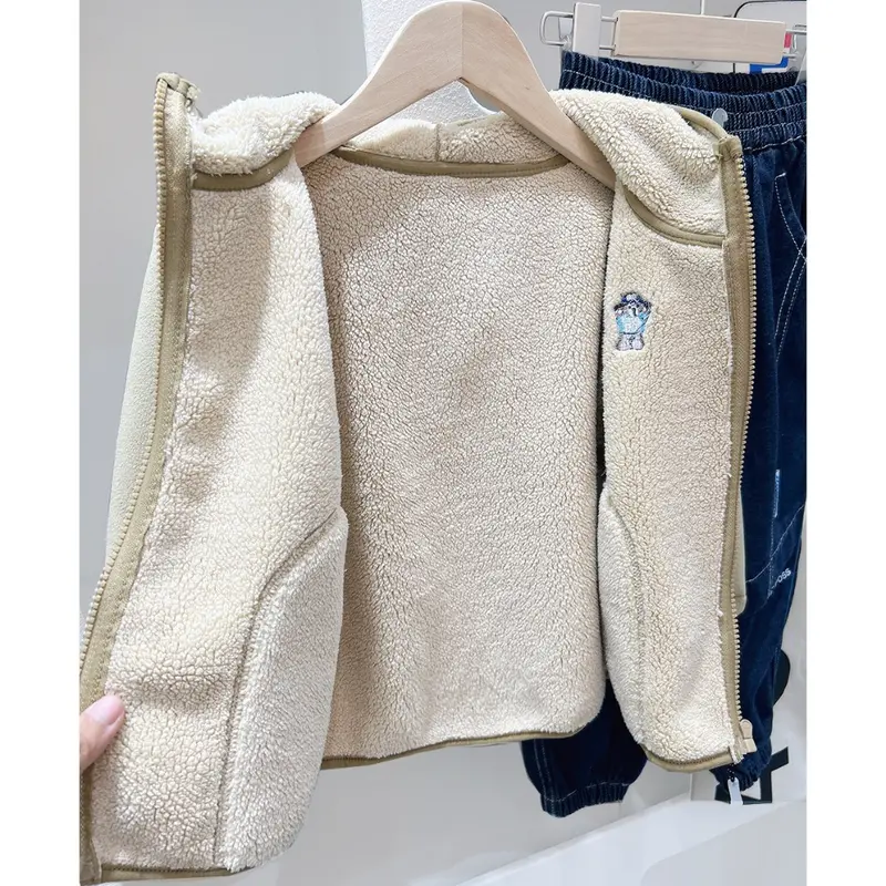 Áo khoác KACADY KIDS lông cừu bé trai siêu ấm lót lông kiểu dáng hàn quốc thu đông cho bé 2025 mẫu mới Cotton 3