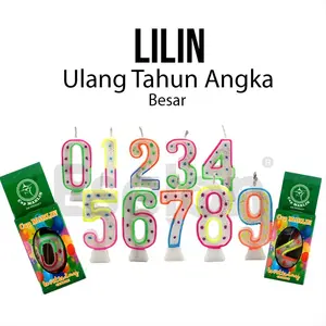 Lilin Ultah Angka Besar/ Lilin Angka 0-9 Glitter/ Lilin Ulang Tahun