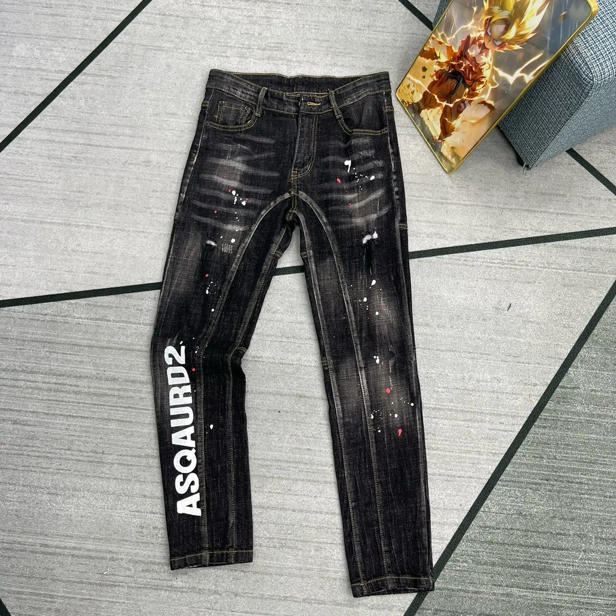 [ TẶNG MÁC HỒNG ]Quần jeans đê quyy đen chữ dọc ống được ktra hàng Menswear Nam Ong Có Túi Pants