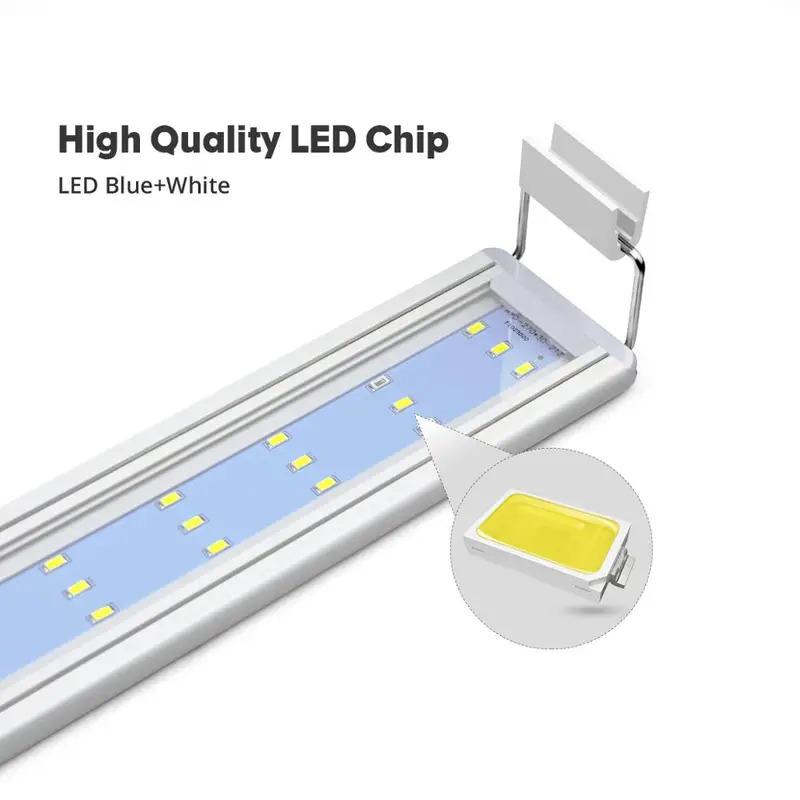 Aquarium LED Light Super Slim Fish Tank Aquatic Plant Grow Lighting Waterproof Bright Clip Lamp Blue LED 18-72cm for Plants 220V 4