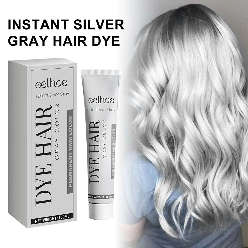 100g Grey Hair Dye Silvercolor Ash Gray Hair Color Without Bleaching Long Lasting Nourish Hair