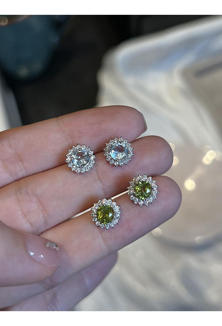 Product Introduction of Summer Fresh High Imitation Olivine Topaz Sterling Silver Needle Dopamine Stud Earrings Special-Interest Design High Sense Earrings Gift 7