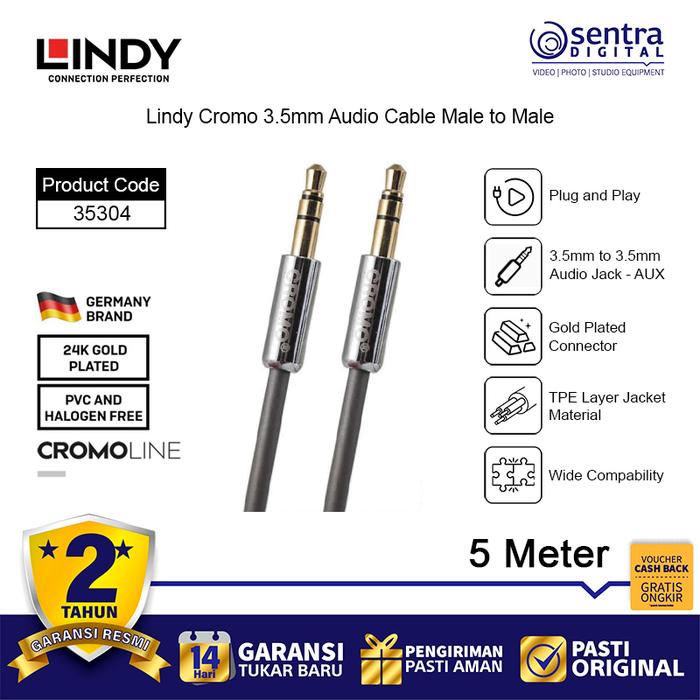 Gambar Lindy Cromo 3.5mm Audio Jack Cable AUX TRS Male to Male 35304 - 5m dari Sentra Digital Kota Surabaya Tokopedia