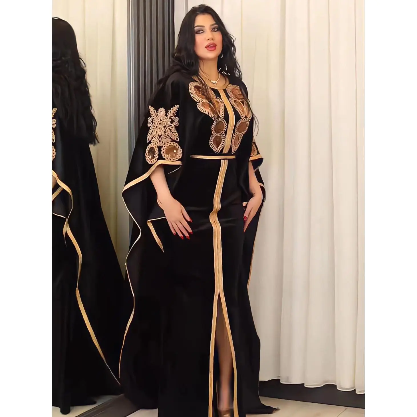 Pakaian Dubai, 2023, Warna Tambahan, Pakaian Arab Timur Tengah, Gaun Panjang Baldu Labuci