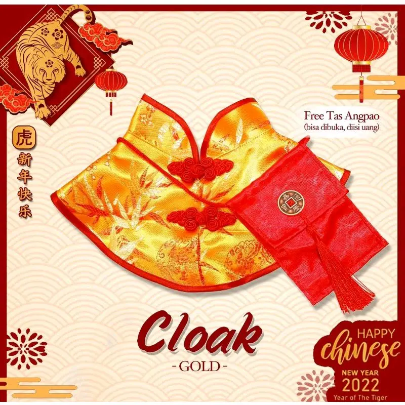 BAJU BIBS ANJING KUCING CHEONGSAM CLOAK FREE TAS ANGPAO IMLEK