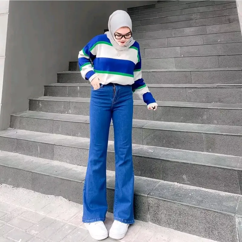 Highwaist Jeans Cutbray Loose - Celana Cutbray Jeans Wanita Kekinian Panjang 4