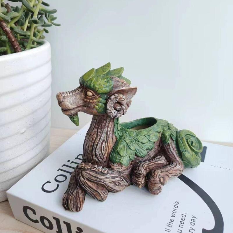 Creative Dragon Design Succulent Pot, 1 Count Cute Dragon Design Succulent Planter, Desktop Decoration Ornament for Home Garden Office, Home Decor, Garden Accessories, Room Accessories, Display, Decorative, Carving 6