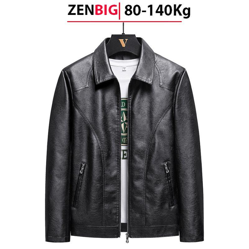 Áo khoác nam ZENBIG chất da PU cấp dành cho người béo mập từ 80-140kg, Áo khoác da có cổ trẻ trung cá tính Menswear Kem áo  khoác  gió  nam  đẹp  2024