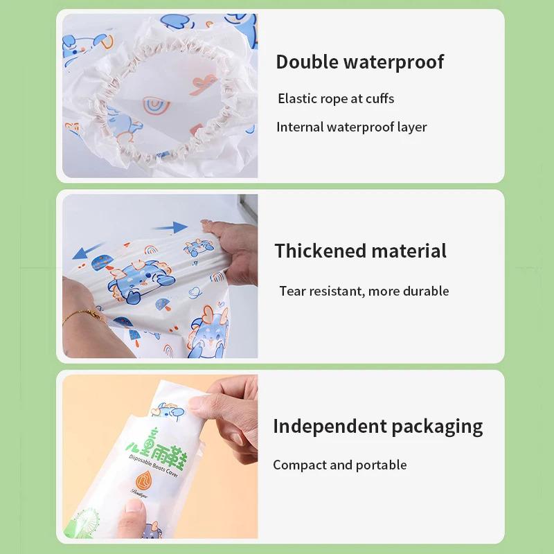 Product Introduction of Kids Disposable Rain Boot Shoe Cover Waterproof Children Rain Overshoes Covers Rainproof Shoe Protectors Cover for Boy and Girls 4