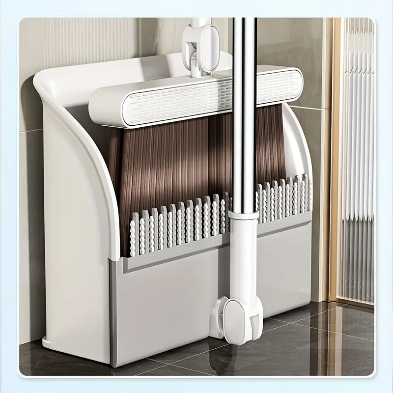 A set of brooms and dustpans - hard floor brooms for living rooms and bedrooms with plastic handles, hair-resistant and water-resistant rubber wiper set Cleaning Pet