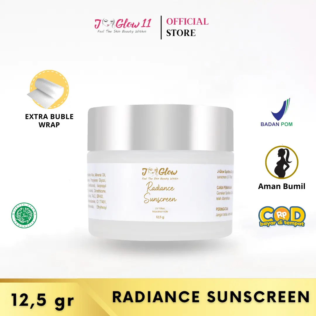 Jglow Skincare Sunscreen Radiance Krim siang paket radiance SPF 30 Melindungi kulit dari efek buruk sinar matahari & mencerahkan / Cream Siang Radiance 12,5 gr