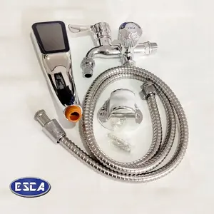 (Praktis) Paket Komplit Kran Chrome ESCA Shower Mandi 300 Lubang