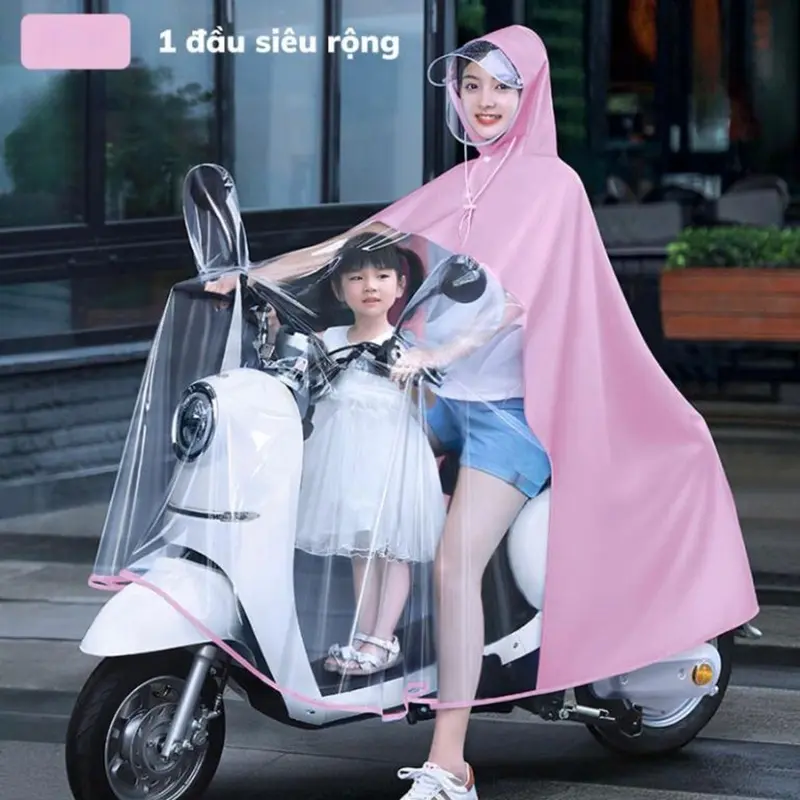 Áo mưa mẹ và bé có bọc gương AM04, nửa trước trong suốt  che phủ toàn thân, kèm kính chắn mưa cỡ 5XL 3