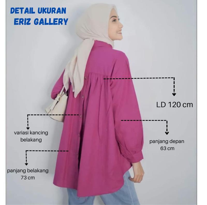 Product Introduction of Kemeja Rika Kancing Belakang Linen Rami Original Baju Panjang Top Variasi Wanita Atasan Oversize Basic Outer 0