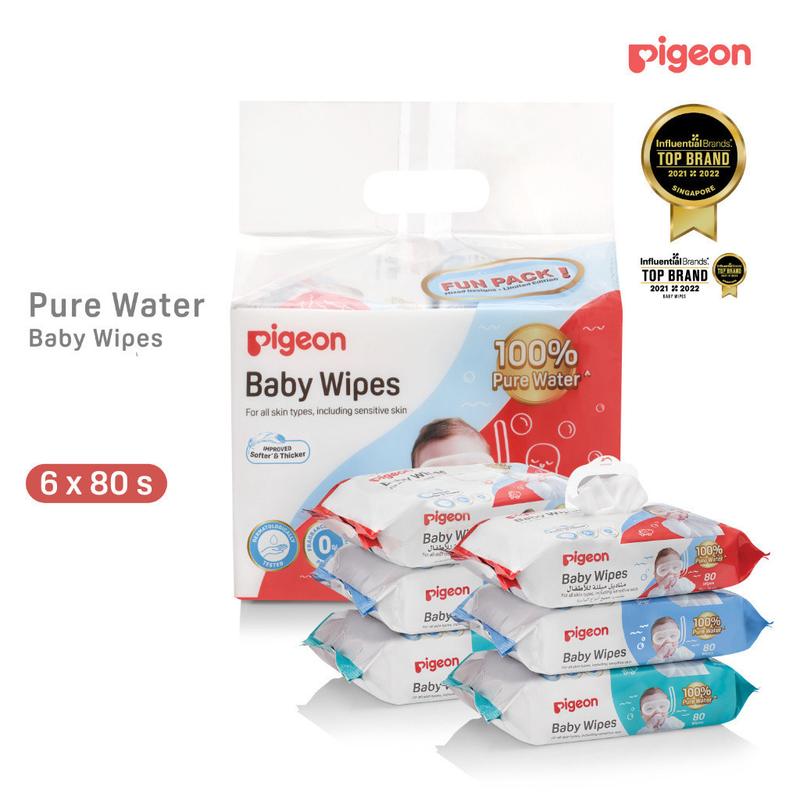 Pigeon Baby Wipes 30 / 80 Sheets 100% Pure Water 0