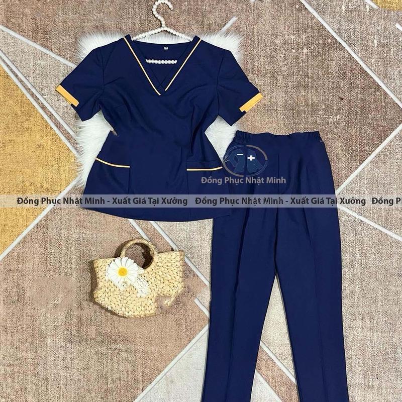 Đồng Phục Massage Đồng Phục Nail Spa Cho Nữ Women Vải Cotton Lạnh loại 1 . Hàng kỹ may chắc chắn cẩn thận Top Áo+ quân scrub scotim dongphuc