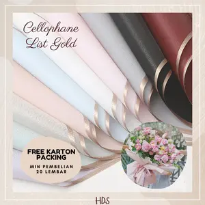 HDS  FLOWER WRAPPING PAPER KERTAS CELLOPHANE BUKET BUNGA GOLD LINE CELOPHANE CHELLOPHANE MONEY BUCKET UANG SNACK
