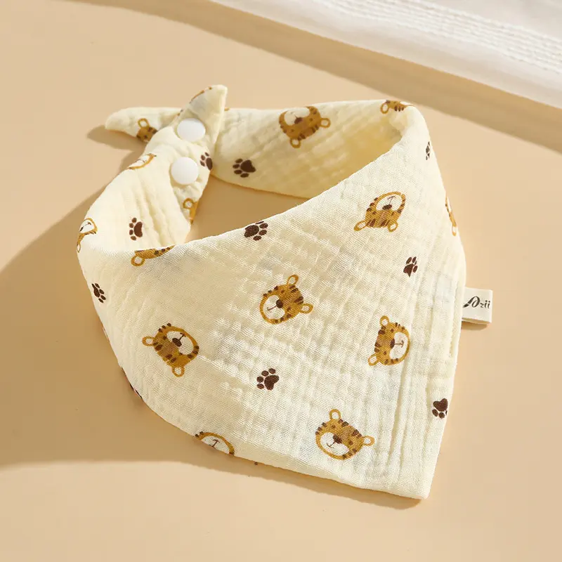 Yếm Trẻ Em Bé 1 Cái, Làm Bằng Bông Muslin, Thích Hợp Cho Trẻ Sơ Sinh, Nút Bấm, Mềm Mại, Thiết Kế Hình Tam Giác Hoạt Hình, Khăn Nước Bọt, Vải Ăn, Cho Bé Gái Và Bé Trai, Yếm Nước Bọt Cho Ăn 4