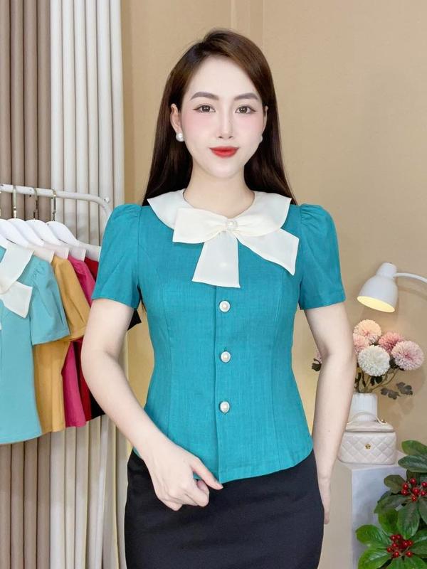 Áo sơ mi mã A19 CỔ TƠ siêu xinh tiểu thư áo  peplum