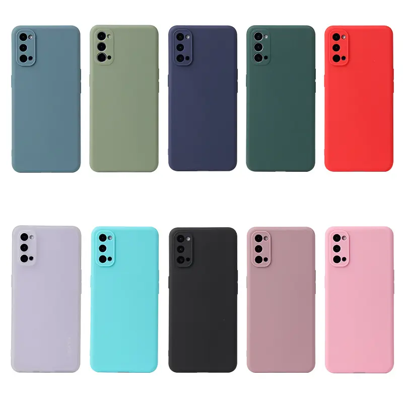 Compatible OPPO Phone Case Matte RENO4 Candy Solid Color FindX2 Protective Cover RealmeV5 Full Coverage Anti-drop Compatible