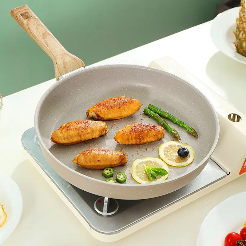 [Ready stock] Household frying pan steak frying pan multi-function pancake frying pan medical stone non-stick pan induction cooker gas stove universal 6