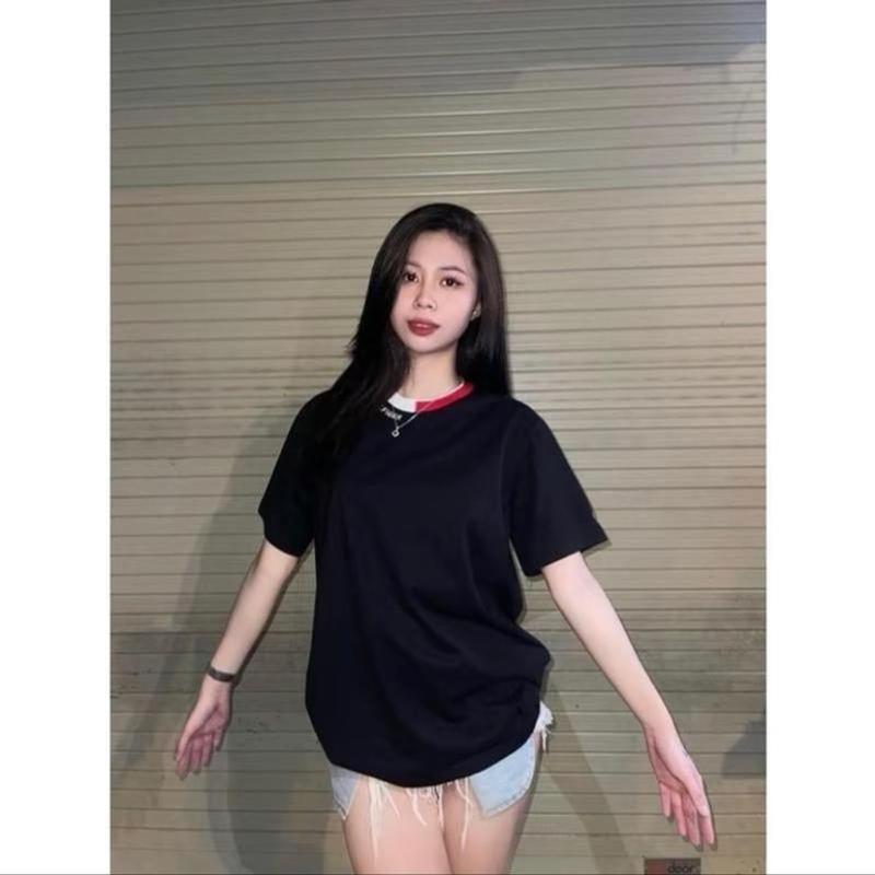 Áo thun To my  Cổ Tròn cổ thêu chữ phối màu chất cotton khô from thụng Top Nữ Women 5