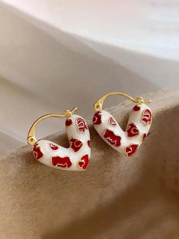 Heart Shaped Earrings, Fashionable Jewelry for Women, Daily Clothing Decor, Trendy All-match & Exquisite Jewelry for Birthday Gift 2