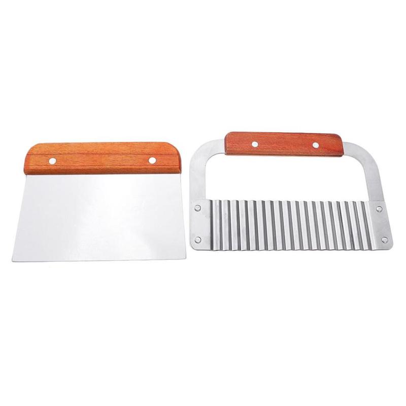Tagliaverdure E Formaggio In Acciaio Inox Ehdching – Set Da 2 Pezzi Con Lama Liscia E Ondulata, Manico In Legno, Lavabile In Lavastoviglie - 3