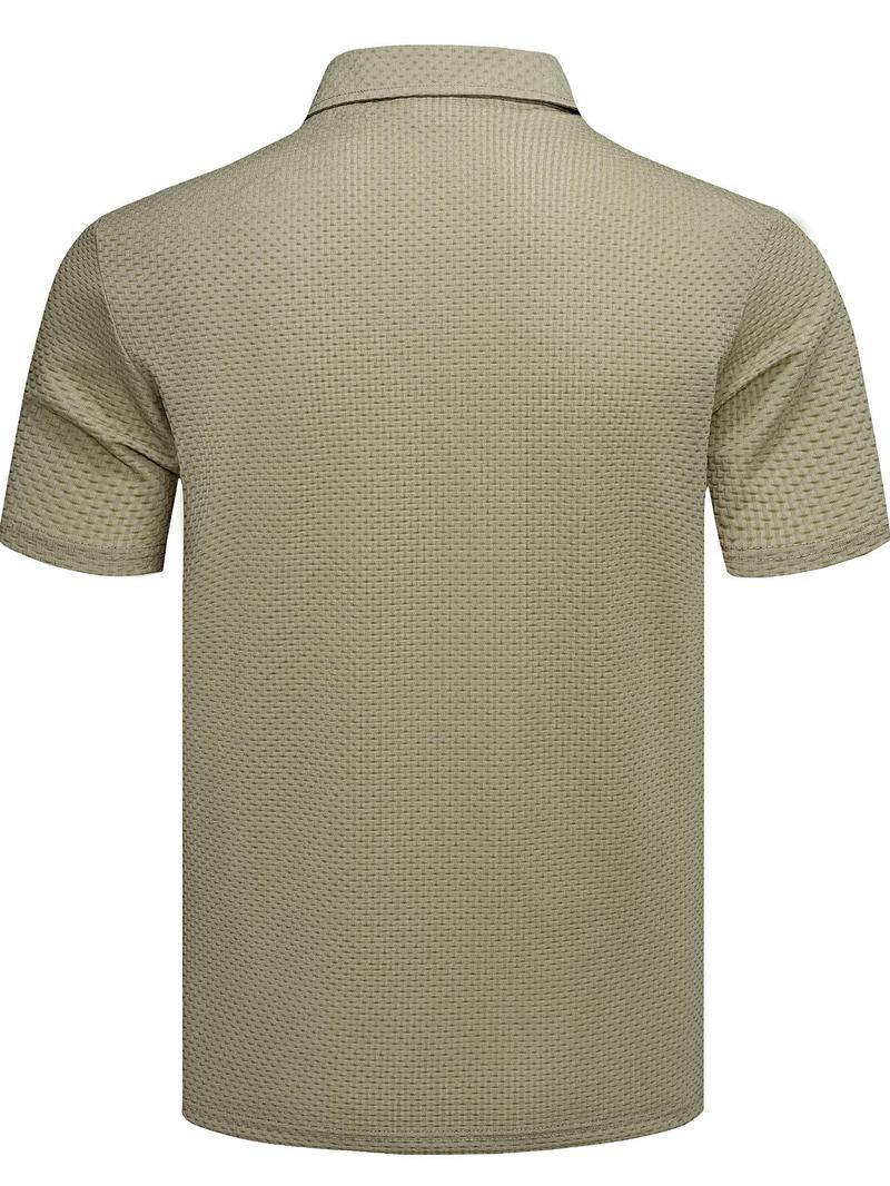 Product Introduction of Men's Regular Fit Jacquard Polo Shirt, Casual Breathable Quick Drying Short Sleeve Top for Summer, Fashion Men's Clothes for Daily Wear, Gamis 7