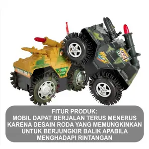 Mainan Mobil Jungkir balik Tumbling seri Tank dengan lampu